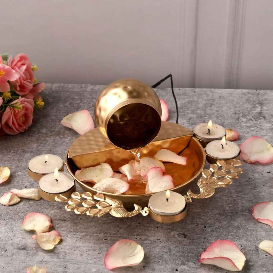 Urban Born Peacock Water Fountain Urli Bowl