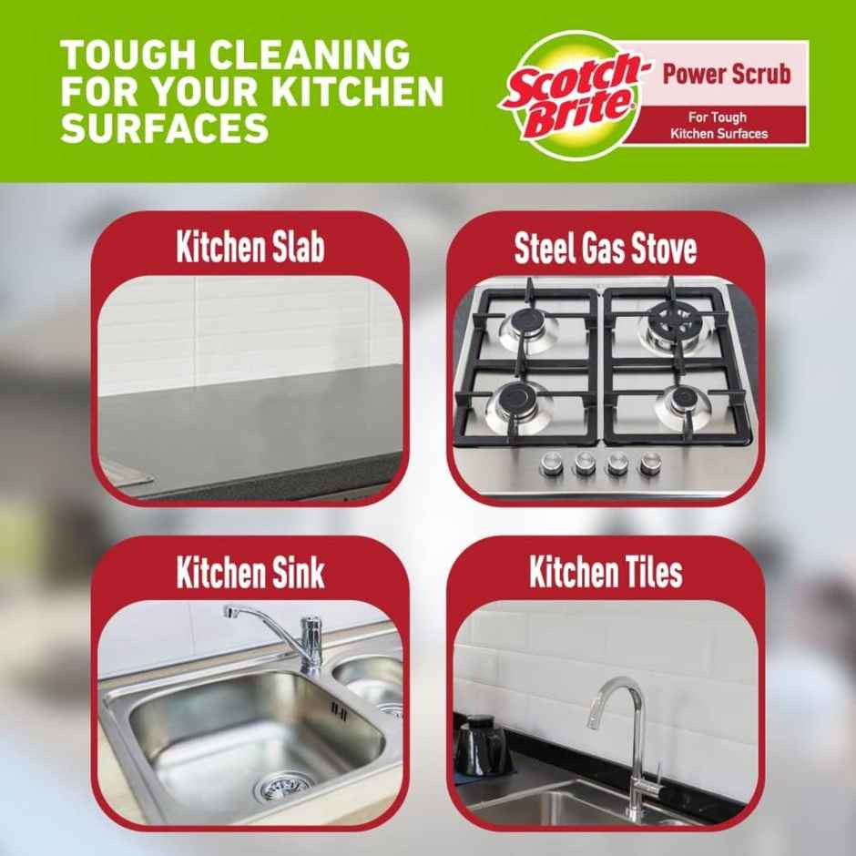 Scotch Brite Power Scrub Pad for Tough Kitchen surfaces Combo