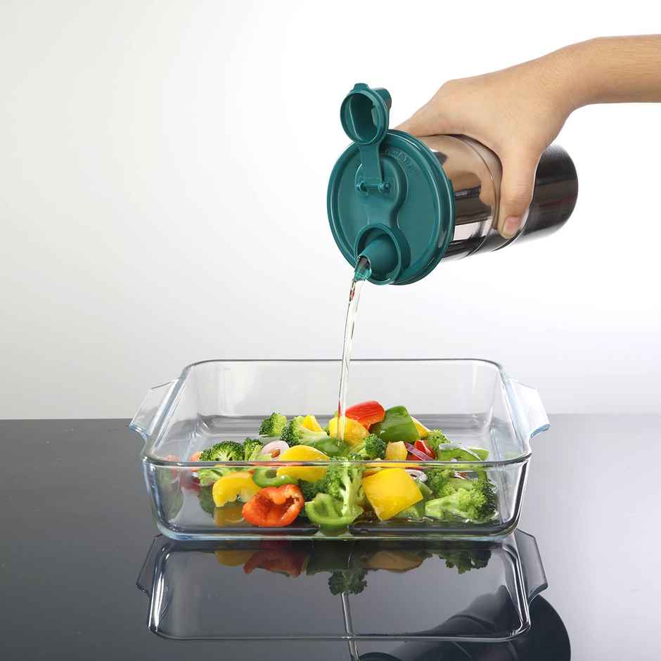 Signoraware Easy Flow Steel Oil Dispenser 1.1 Litre Food Grade Stainless Steel Fgreen