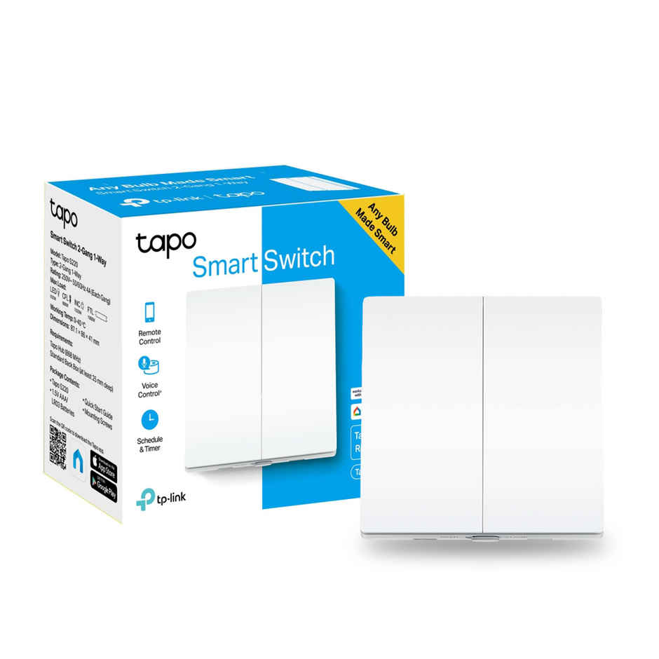 TP-Link Tapo S220 Smart Light Switch, 2-Gang 1-Way, Work With Alexa & Google Home, Hub Required