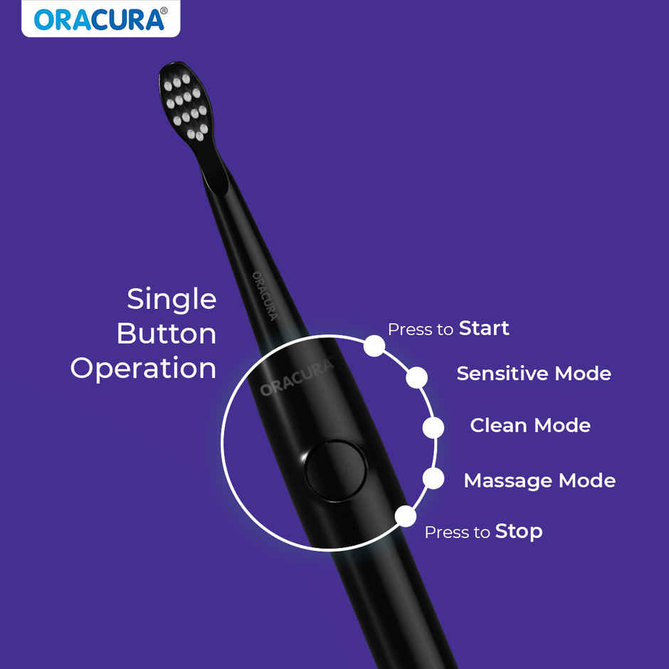 Oracura SB100BK Sonic Lite Battery Operated Electric Toothbrush | Black