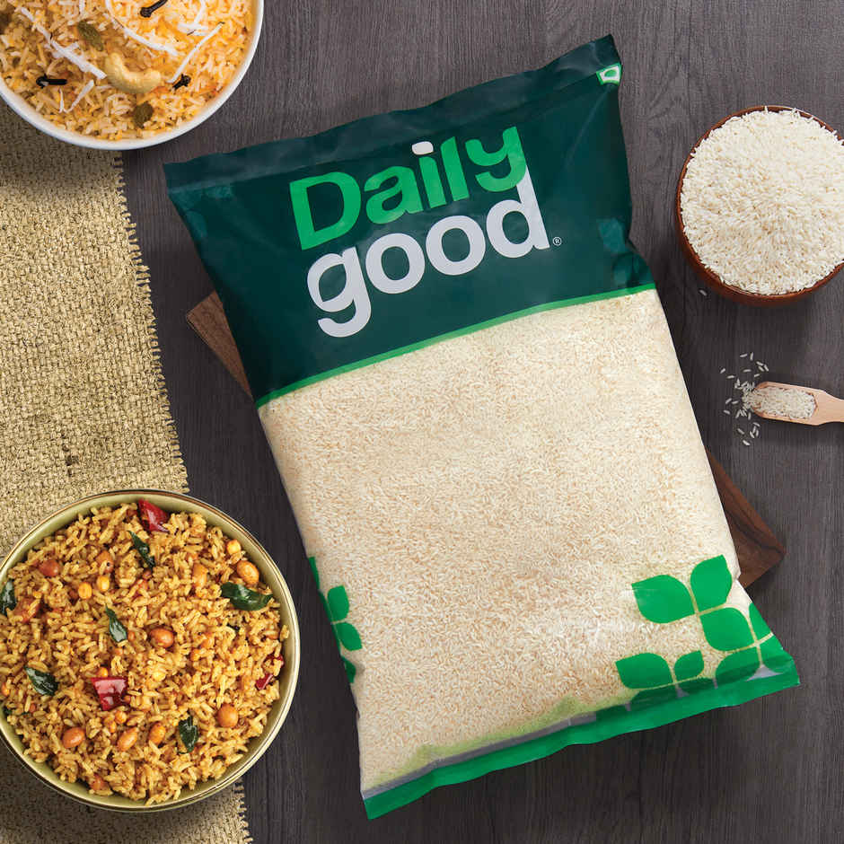 Daily Good Kurnool Sona Masoori Steam Rice(5kg), Daily Good Unpolished Toor / Tur / Arhar Dal(500gms) & Daily Good Desi Ghee(450ml) & Chakki Atta(5kg) Combo