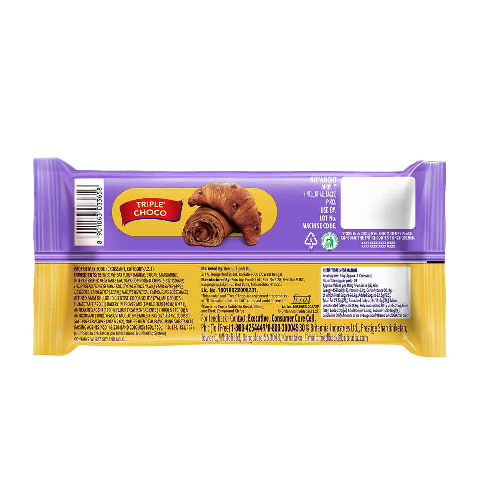 Britannia Treat Croissant Triple Choco | Soft & Indulgent