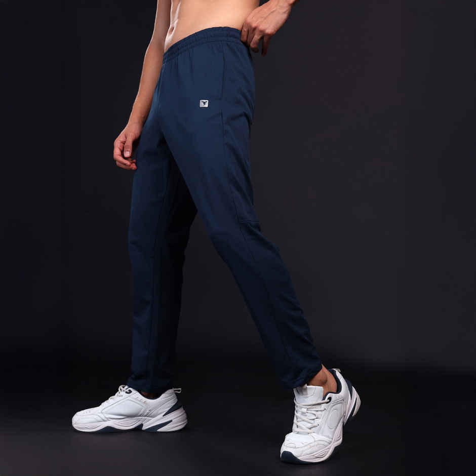 Technosport Men Poly Solid Slim Fit Sports Trackpants with 4 Way Crispy | Navy | M