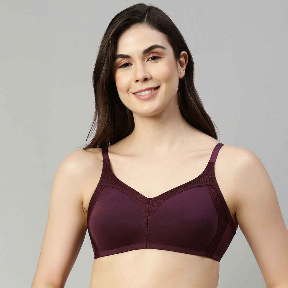 Enamor Women's AB75 Full Support Fab-Cool Cotton Bra | Non Padded | Wirefree | Purple - 38C