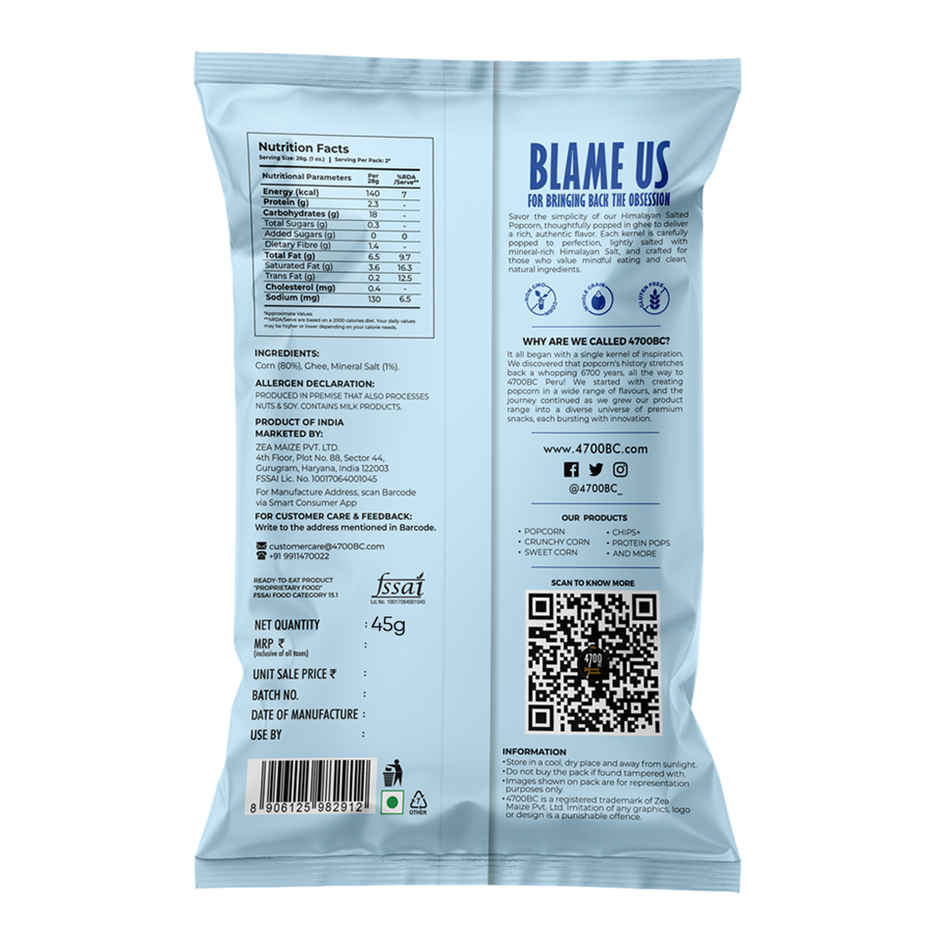 4700BC Salted Popcorm | Jumbo Size | Zero Palm Oil