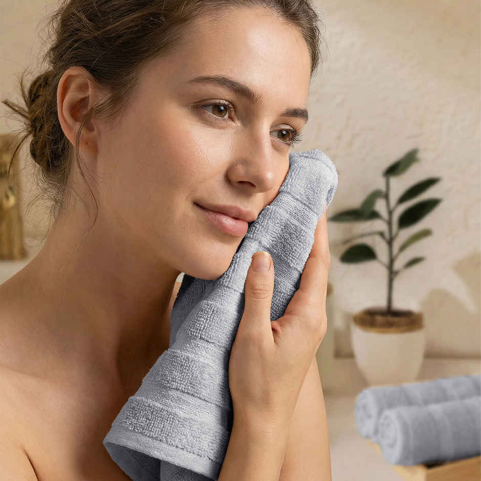 Mytrident Quick Dry Cotton Face Towel Set | 13 x 13 in | Charcoal Grey