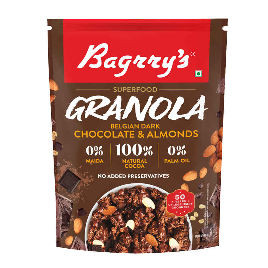 Bagrry's Belgian Dark Chocolate & Almonds Granola (Truly Natural Cocoa)