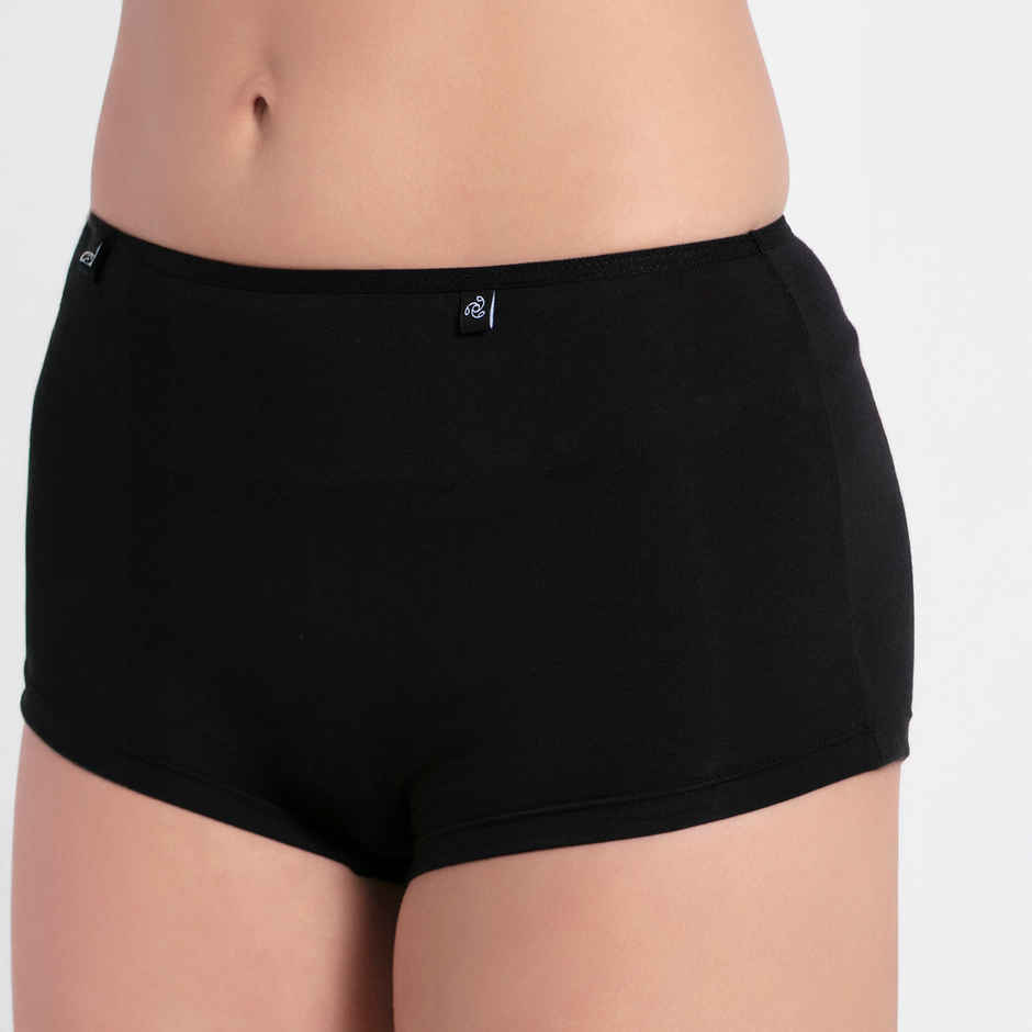 Jockey SS04 Women's Super Combed Cotton Elastane Stretch Underwear BoyShorts|Concealed Waistband | Black-S