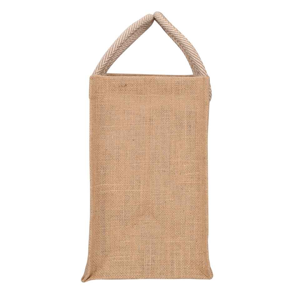 Jute Cottage Carry Bag - Polka Dot Zipper Lunch Bag | Eco-friendly | Natural | 12 x 12 x 7