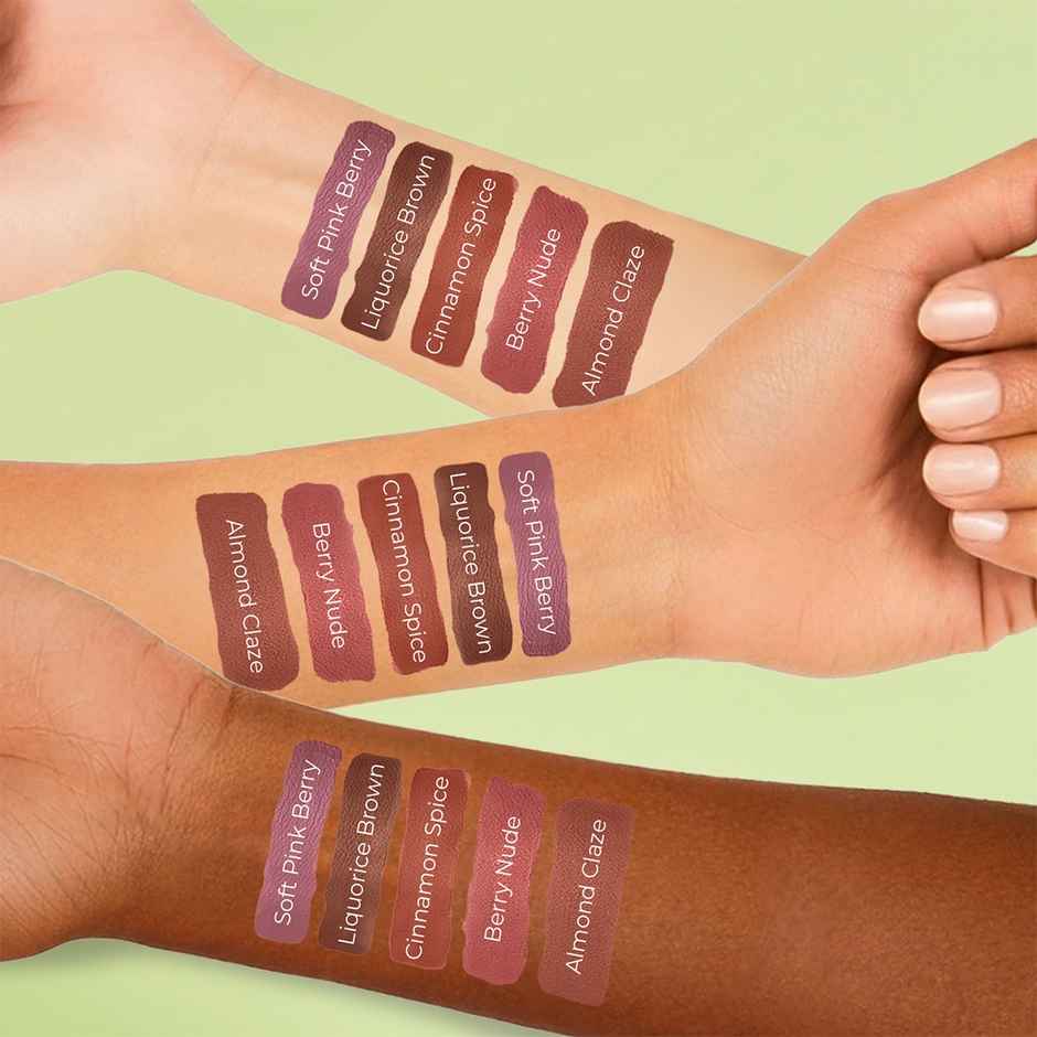Just Herbs Enriched Liquid Lipstick Kit | Set Of 5 | Nudes And Browns