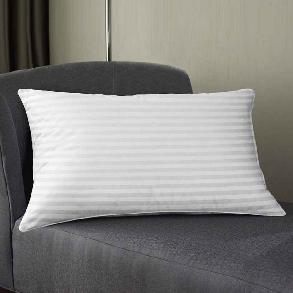 Story@Home White Satin Stripes Microfiber 1 Pillow