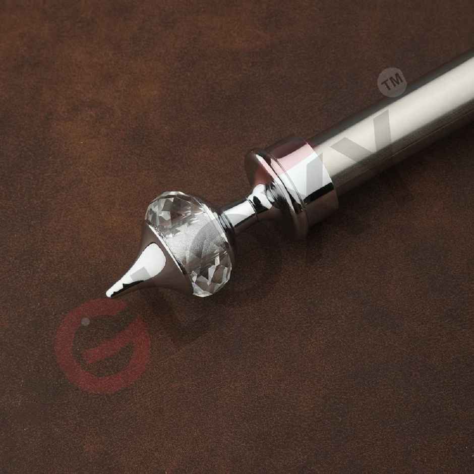 Gloxy Aluminium Single Diamond Curtain Brackets with Support & Fittings | Silver 2 Pair