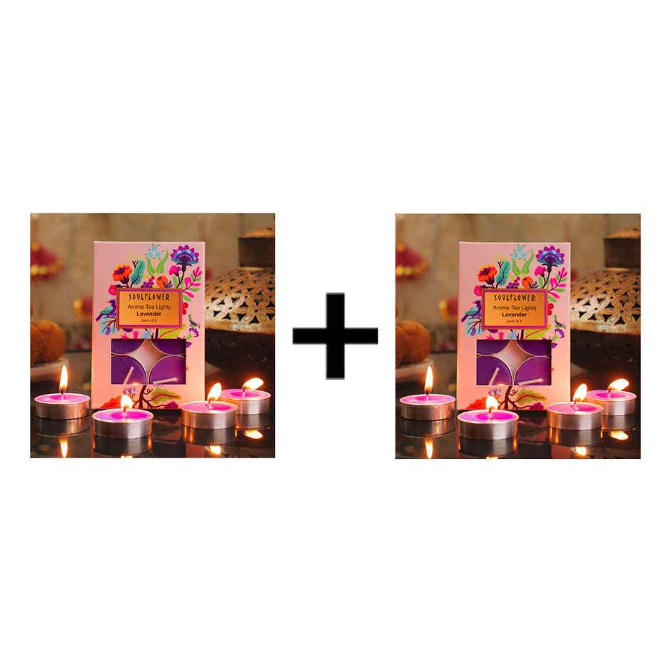 Soulflower Tea Light Candle,  Lavender Combo