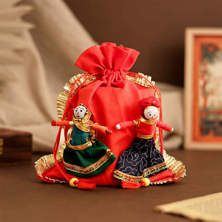 Designer Puppet Silk Potli Bag - Traditional Return Ethnic Gift Pouch ...