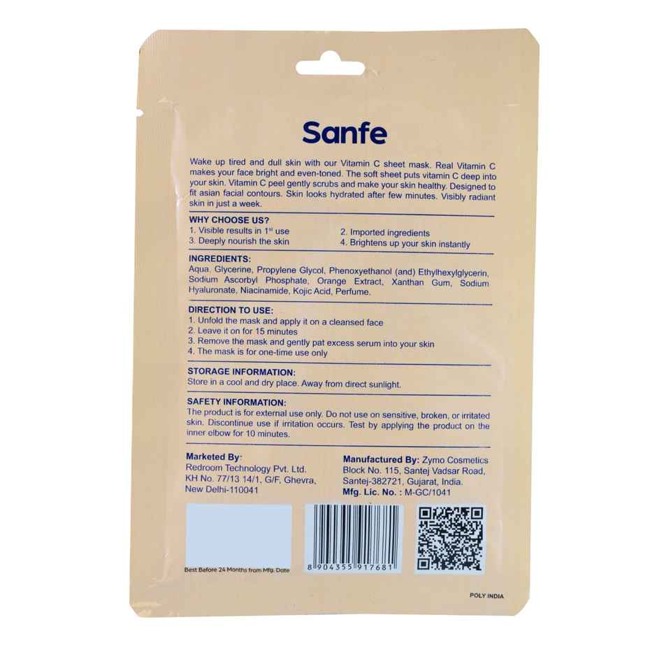 Sanfe Instant Depigmentation Vitamin C Face Mask | 100% fruit extracts, Korean Mask