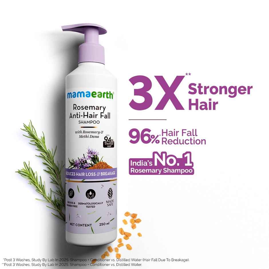 Mamaearth Rosemary Anti-Hair Fall Shampoo With Rosemary & Methi Dana | Hard Water Protection