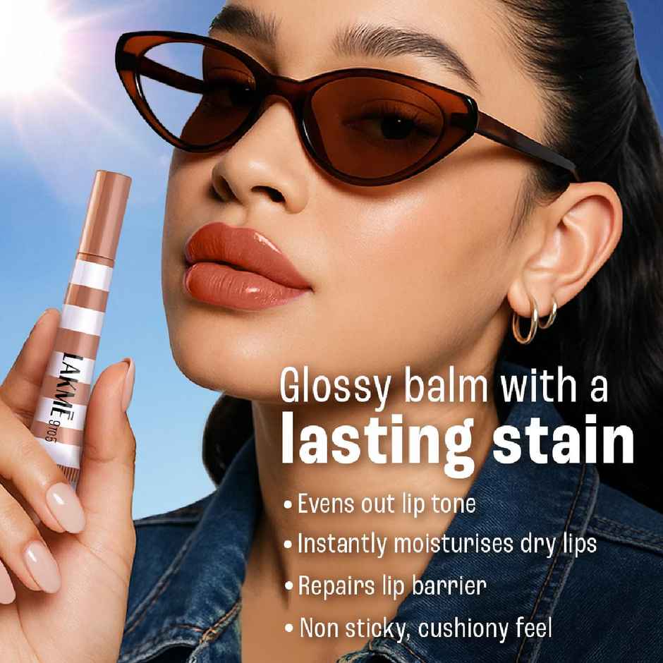 Lakme 9to5 Hya Beach Edit Lip Gloss Stain | 6 Raspberry Sorbet | Hydrating | Long Lasting | SPF 15