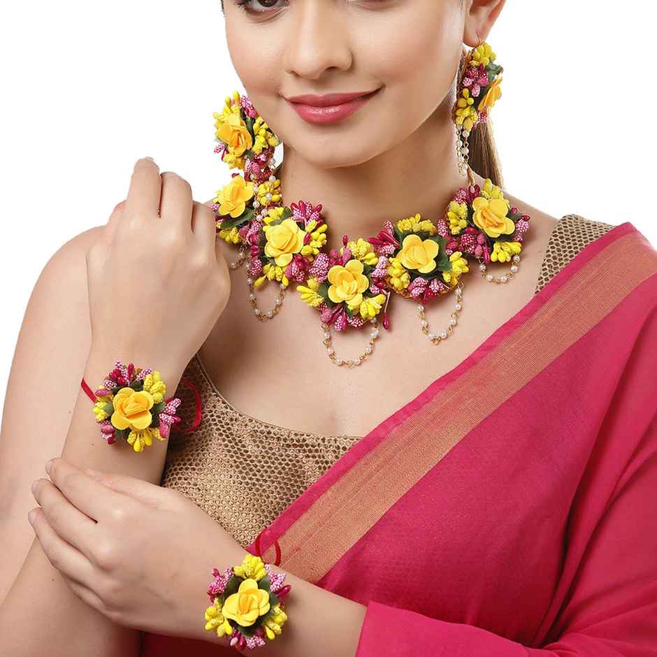 Zeneme Flower Wedding Jewellery Set For Women & Girls