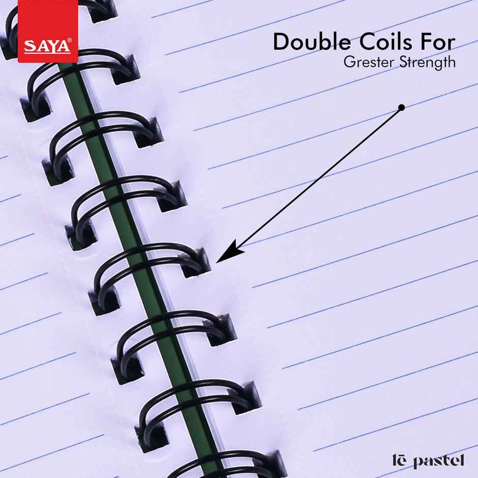 Saya A5 Spiral bound Single Line Notebook 1 Subject (160 Pages, 21 x 14 cm, Assorted Designs)