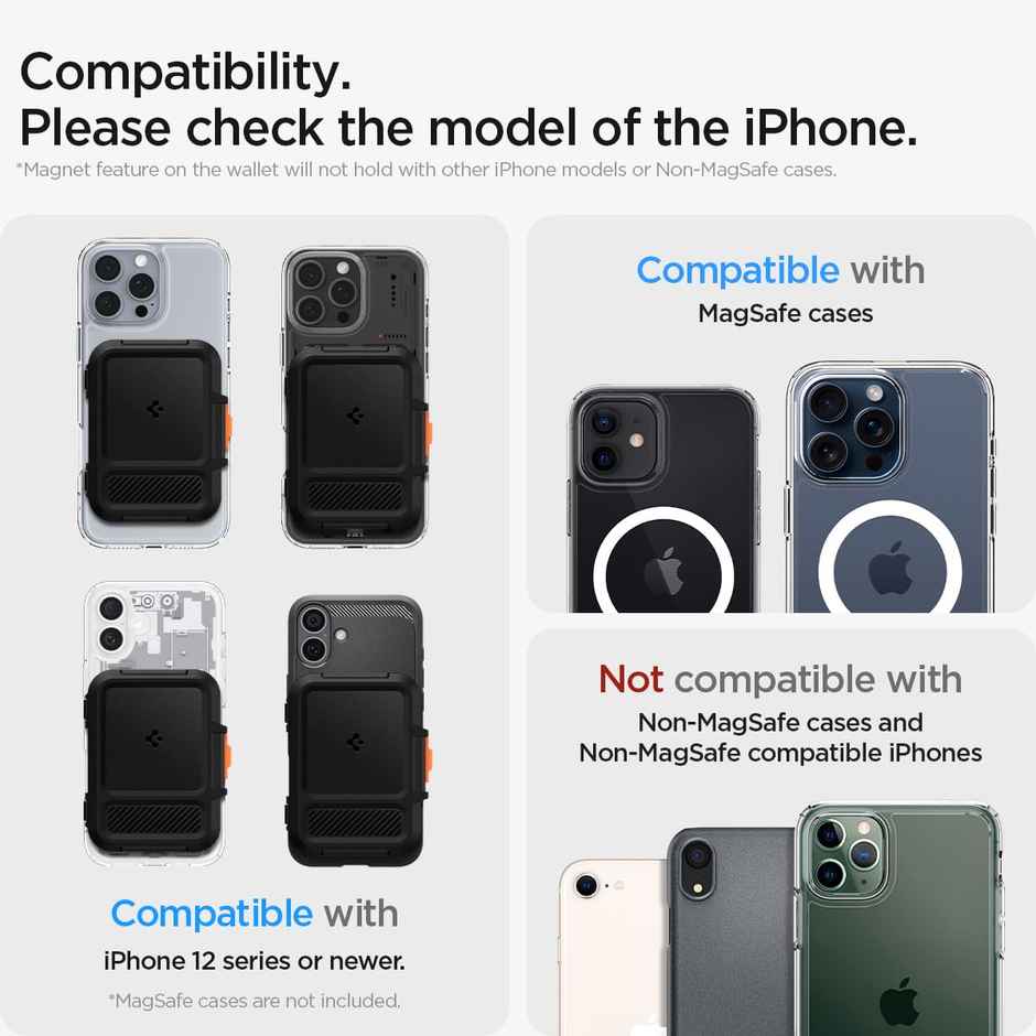 Spigen iPhone Lock Fit Wallet with Magsafe Black