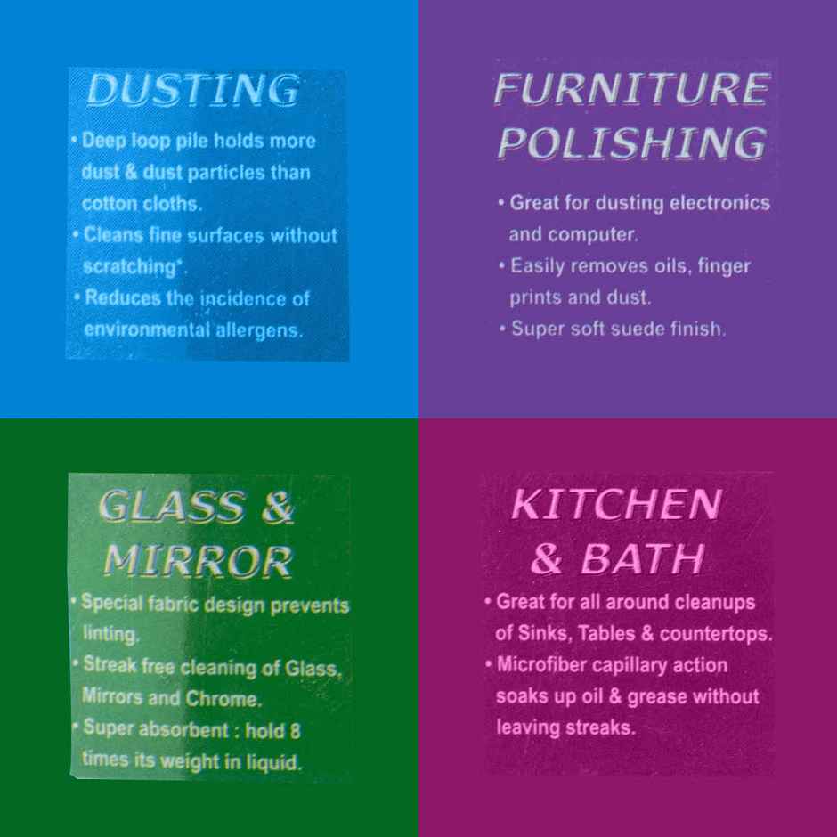 Soft Attire | Multipurpose Microfiber Cleaning Cloth | Pack of 2 | Assorted Colors