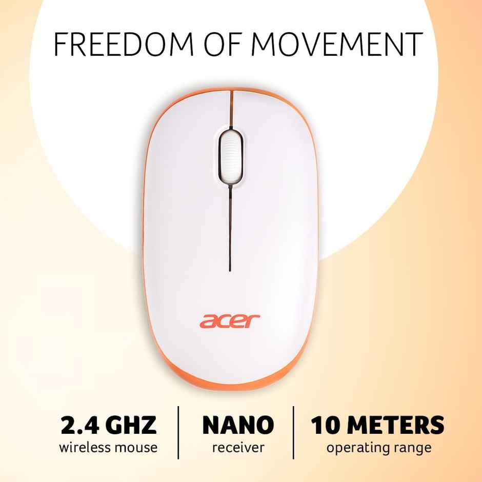 Acer Wireless Mouse (White/Orange)