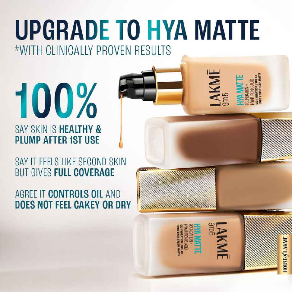 Lakme 9to5 Hya Matte Foundation + Hyaluronic Acid | Warm Natural
