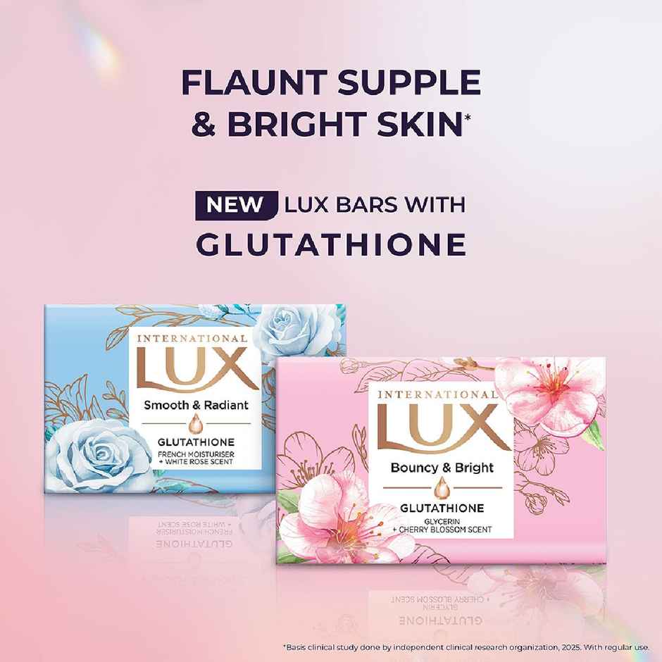 LUX International Bouncy & Bright Bathing Soap with Glutathione & Glycerin for Soft Skin