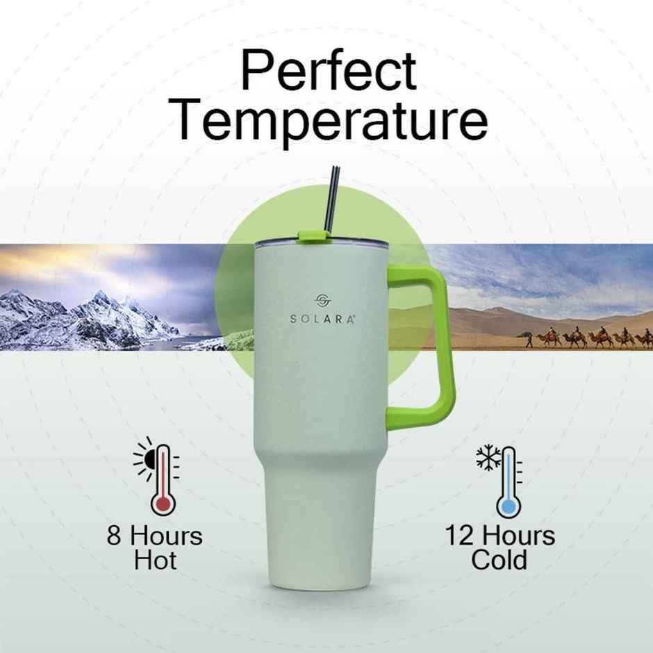 Solara 1.2 Liter Insulated Elixir Tumbler With Lid And Straw For Travel, Office, Home | Icy Mint