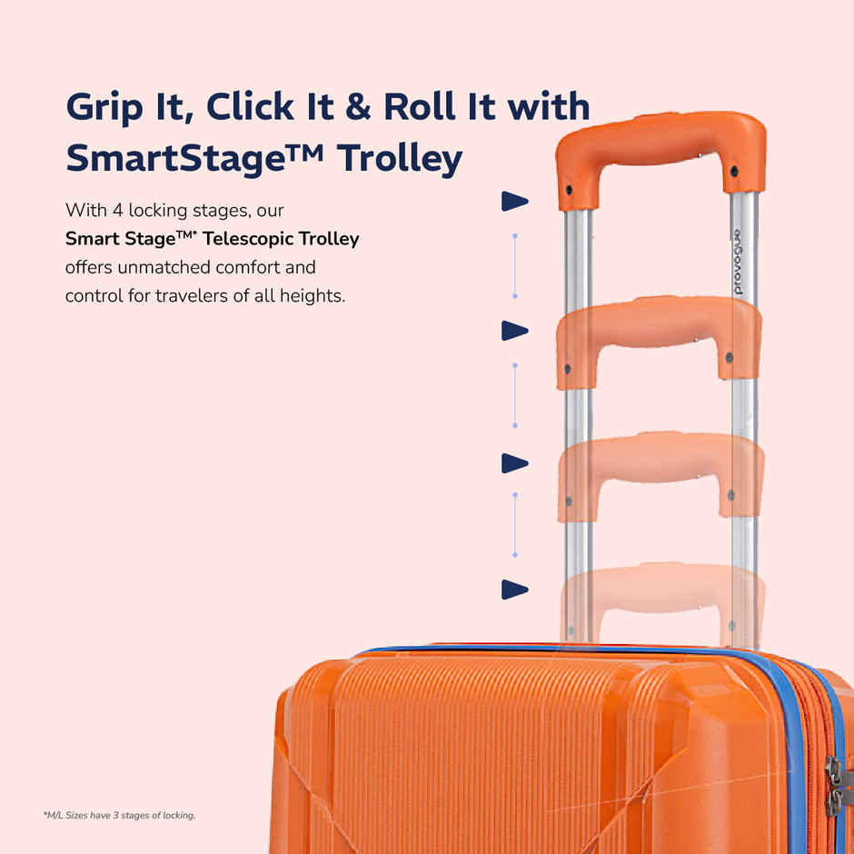 Provogue Lumina Hard-Sided PP Cabin Luggage Trolley Bag | Burnt Orange - 55 cm