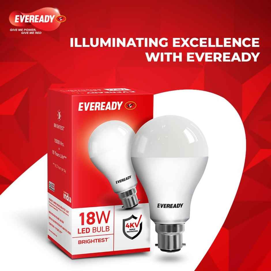 Eveready 18 W LED Bulb Cool Day Light | 6500K | Energy Efficient | B22 Base Holder