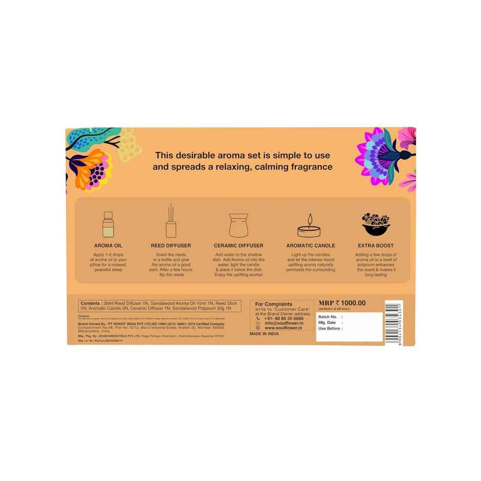 Soulflower Christmas Sandalwood Calm Diffuser Gift Set | Aroma Set