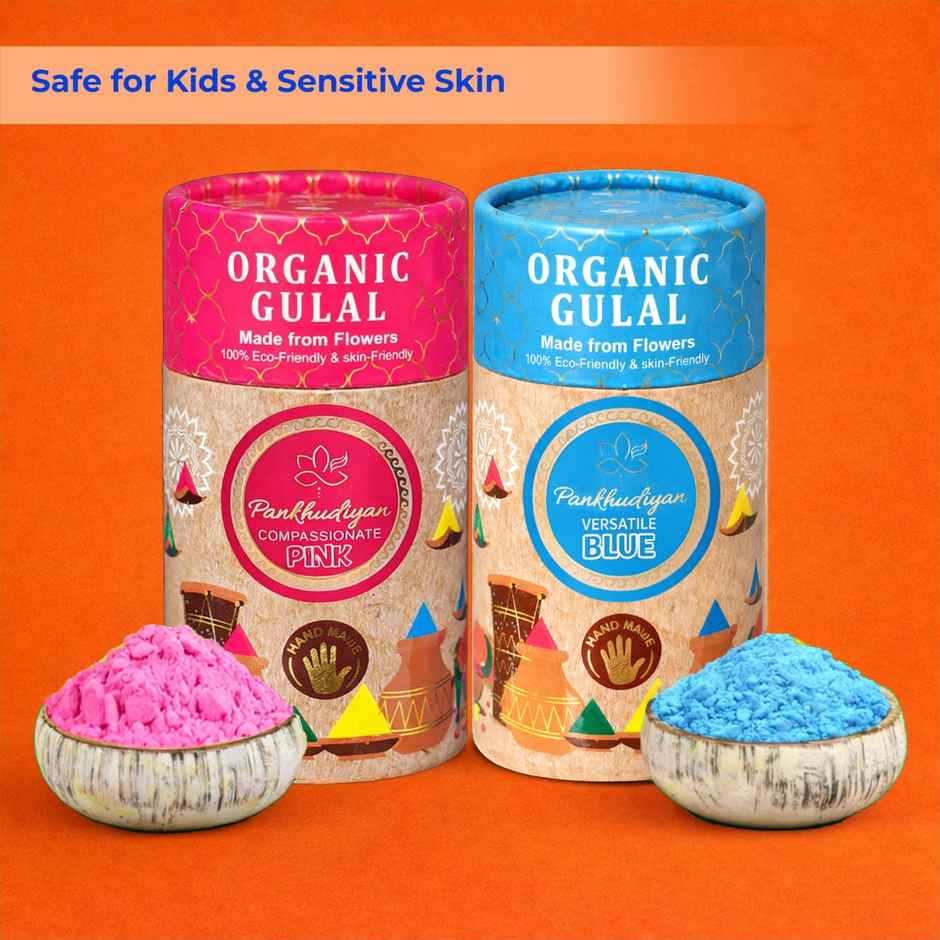 Organic Holi Colour Premium Gift Set with Chandan Tika & Mukhwas | Pankhudiyan