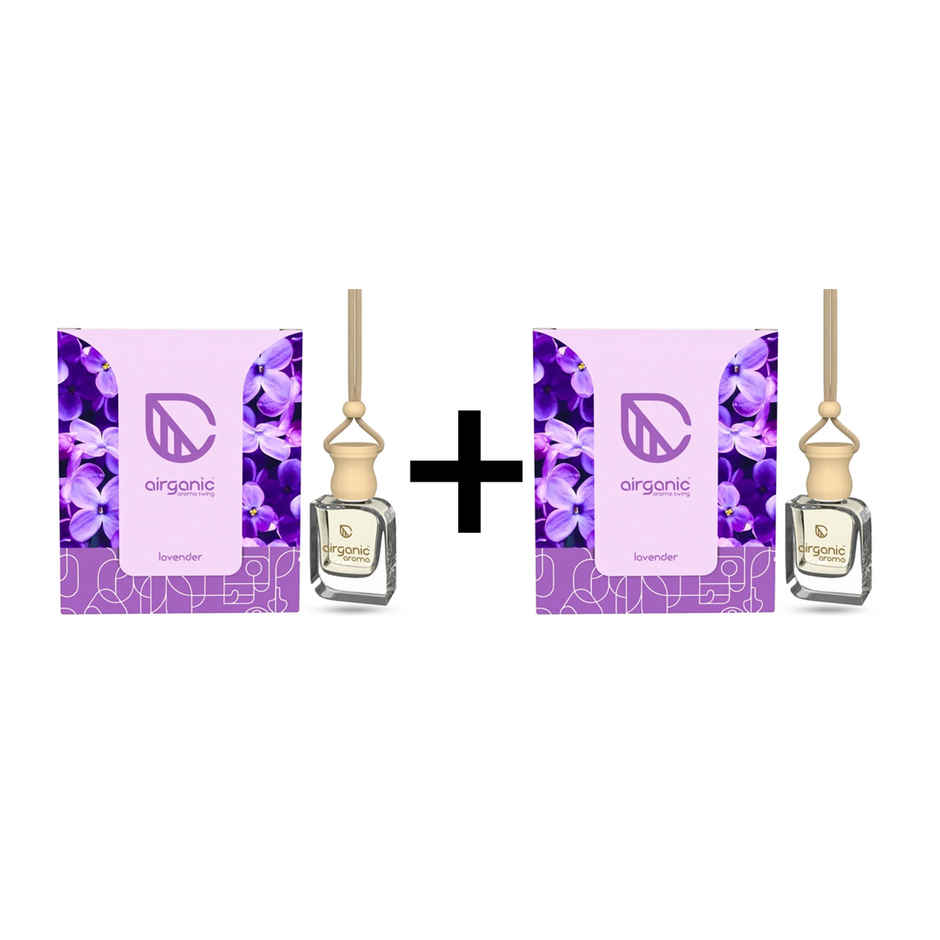 Airganic Aroma Swing Lavender Aroma With Essential Oils In Glass Bottle With Wooden Diffuser Lid Combo