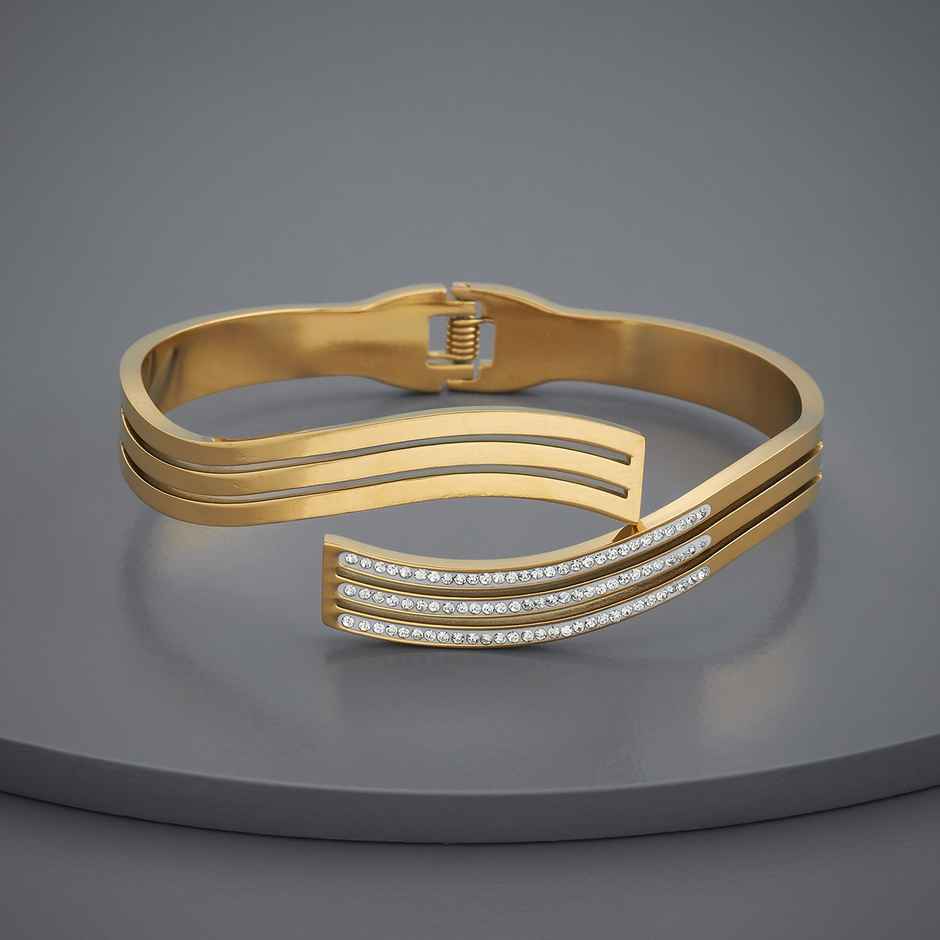 Kushal s Fashion Jewellery White Gold-Plated Zircon Trendy Kada | 440808