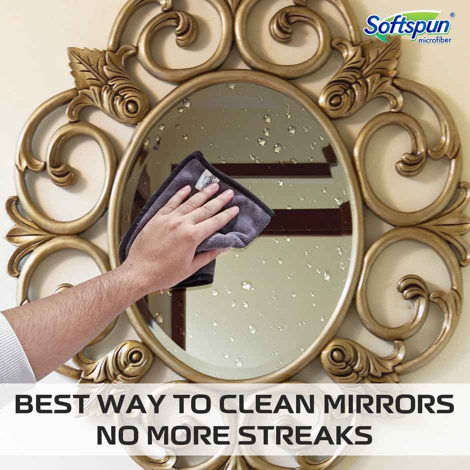 Softspun Microfiber Cleaning Wipes (Small, 500 GSM, 20x30cm, 3pc, Grey)