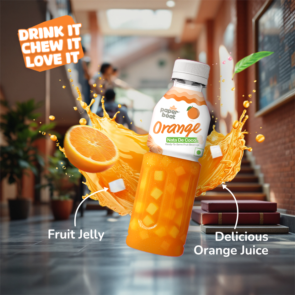 Paper Boat Orange Juice | Juicy Sips, Chewy Bites | Refreshing Fruit Drink
