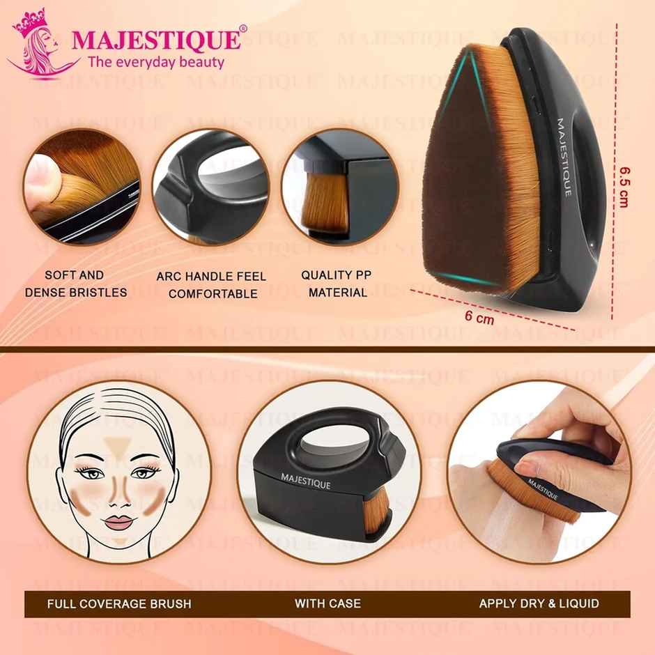 Majestique Iron Shape Foundation Brush - Magic Blender Brush | High-Density Multifunctional | Black