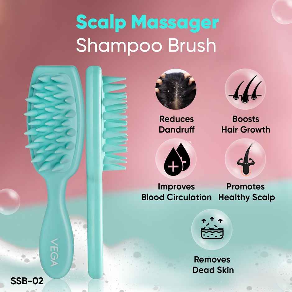 VEGA Hair Scalp Massager Shampoo Brush With Soft Silicone Bristles | (Ssb-02)