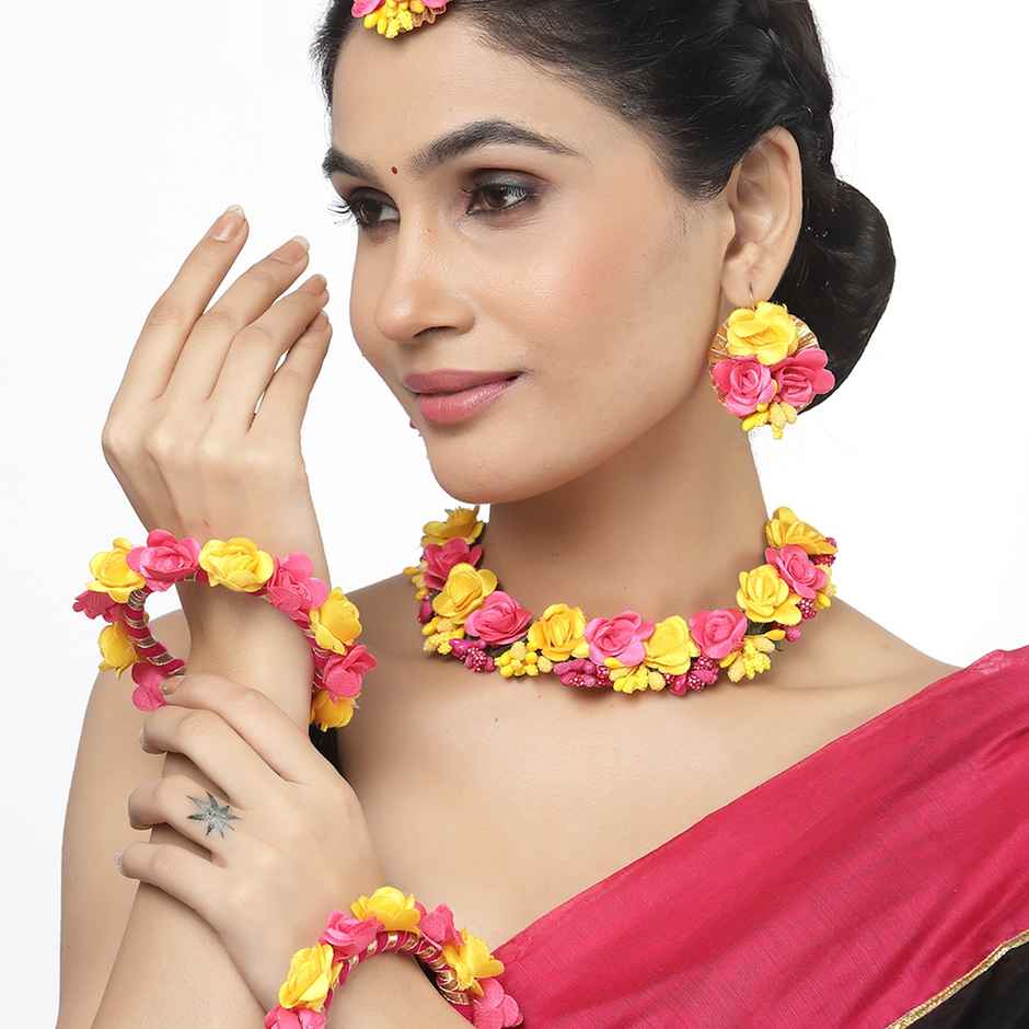 Zeneme Flower Wedding Jewellery Set For Women & Girls