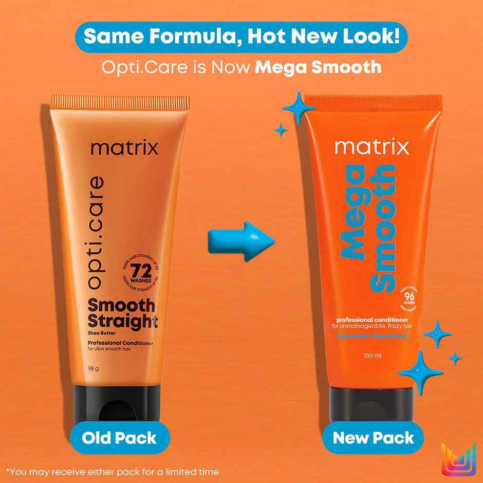 Matrix Mega Smooth Shampoo Conditioner Combo, Defy Frizz For 4 Days, For All Hair Type, Paraben-free