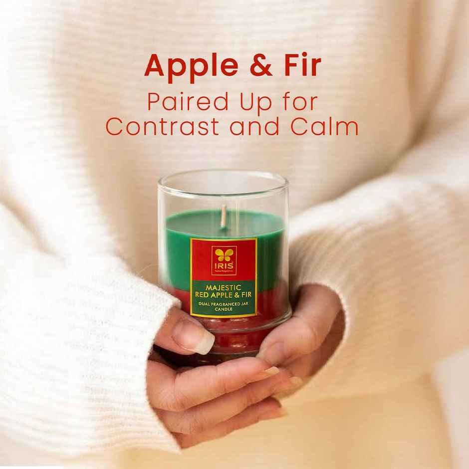 IRIS 2-in-1 Fragranced Jar Candle | Red Apple & Fir | 28 Hours Burn Time | Home Decor