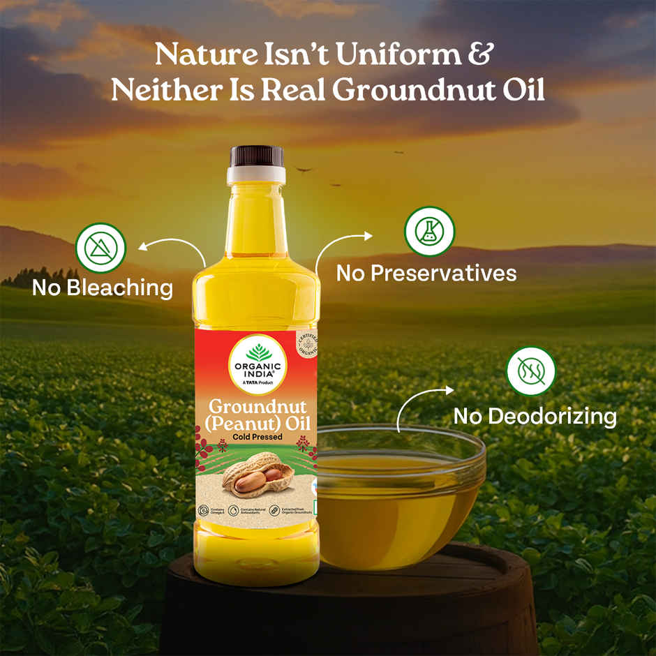 A TATA Product - Organic India Groundnut (Peanut) Cold Pressed Oil | Lab Tested on 250+ Parameters