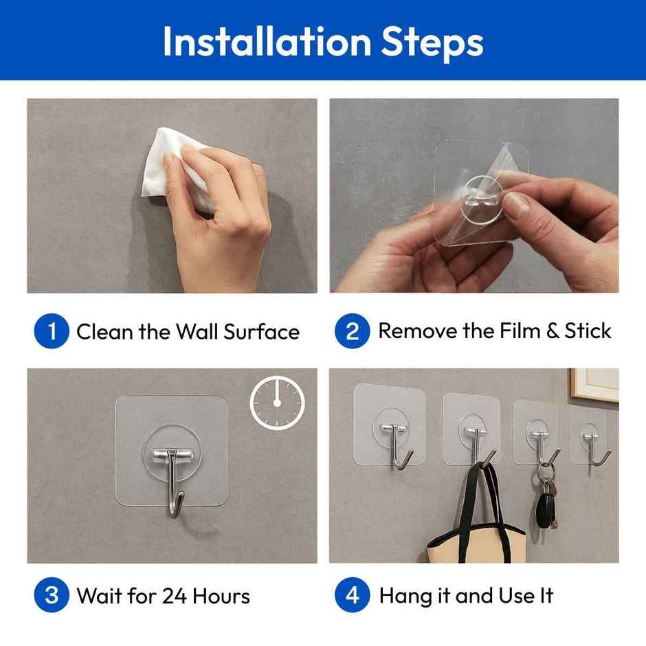 Zulaxy Adhesive Hanging Hooks | No Drilling Required for Kitchen & Bathroom Use