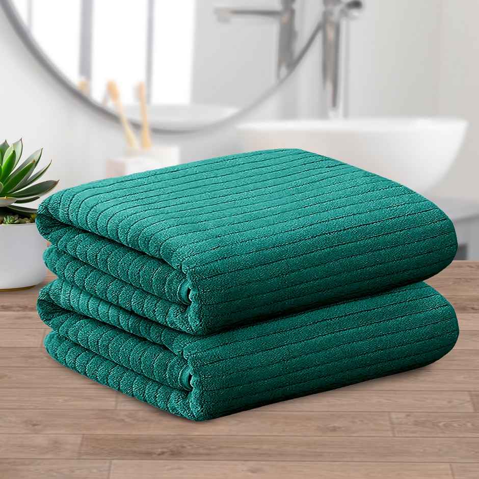 Story@Home Microfiber 400 2 U Hand Towel Green Stripes