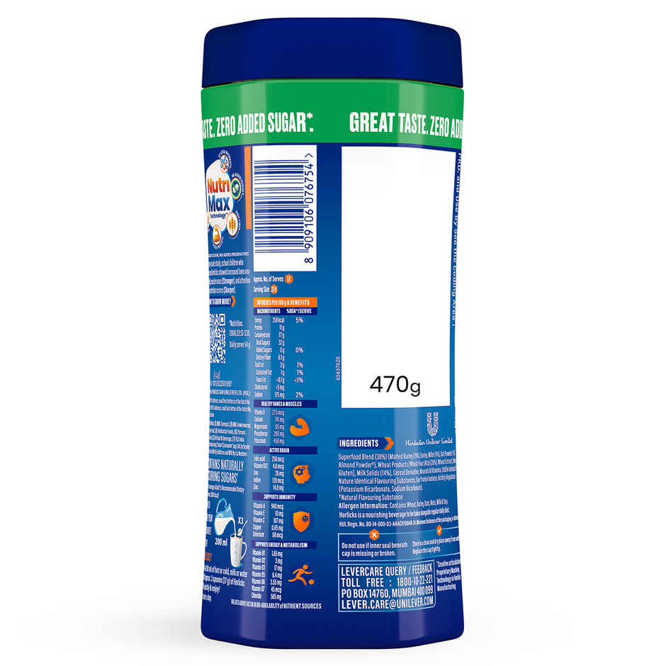 Horlicks No Added Sugar Nutrition Drink Jar | Superfoods