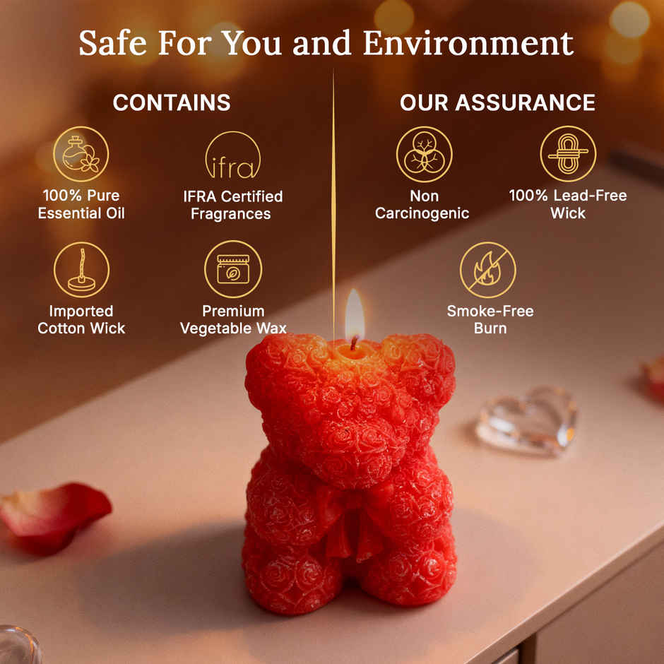 Ekam Crimson Kiss Teddy Bear Candle