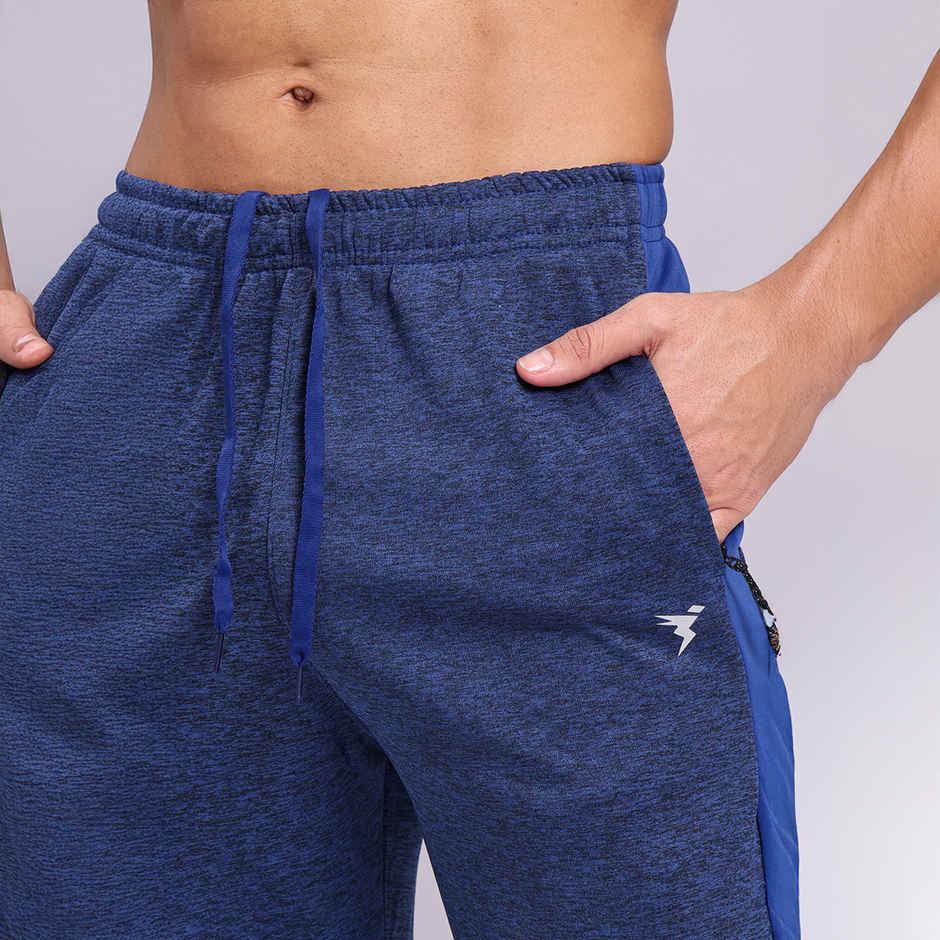 Technosport Men Poly Melange Slim Fit Sports Trackpants with TECHNO DRY | Denim Melange | XL