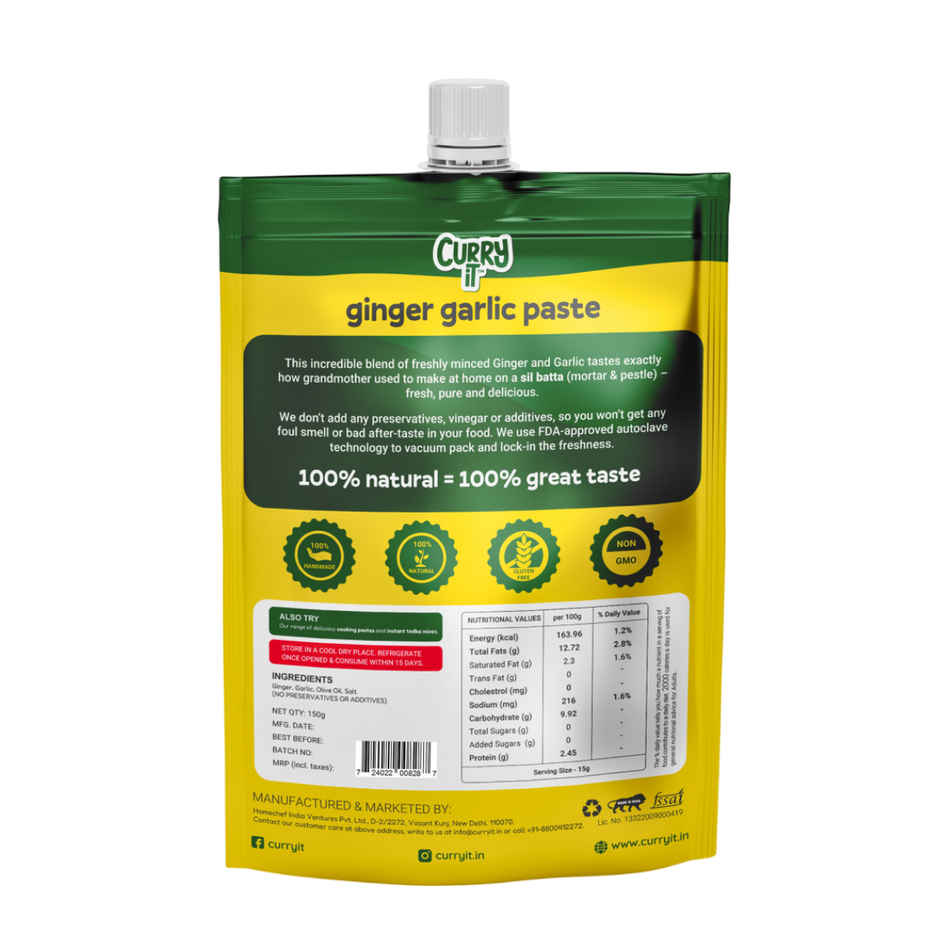 Curryit Preservative Free Ginger Garlic Paste